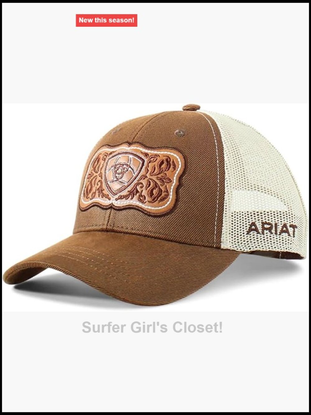 Trucker Cap with Leather Floral Snapback Closure
